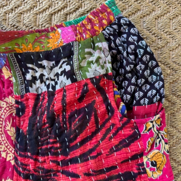 Kantha Patchwork Cropped Flare Pant - Picture 4 of 6